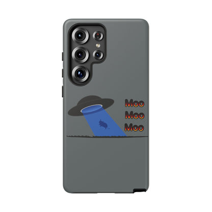 Phone Case — Funny UFO Cow Abduction Design with “Moo Moo Moo”