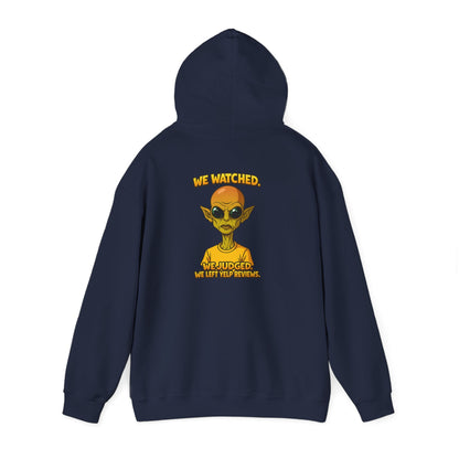 Alien Graphic Hoodie - "We Judged, We’ve Deported" Satirical UFO Sweatshirt