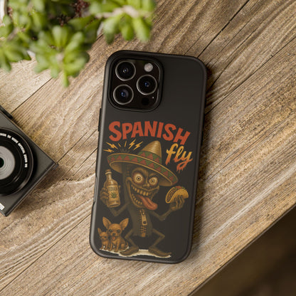 Spanish Fly Tough Phone Case — Retro Skull Sombrero Design