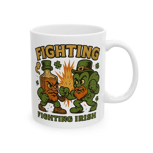 Fighting Irish Shamrock Hot Sauce Mug - St. Patrick's Day Ceramic Coffee Cup (11oz, 15oz)