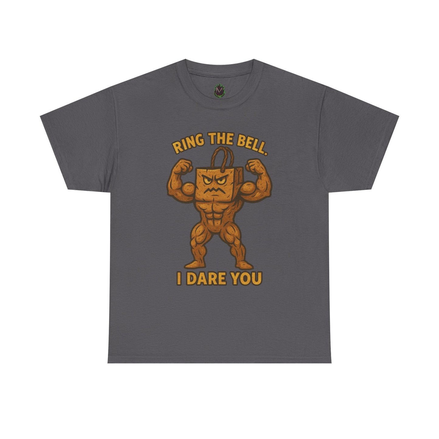 Kettlebell Mascot Tee — "Ring the Bell, I Dare You" Gym T-Shirt