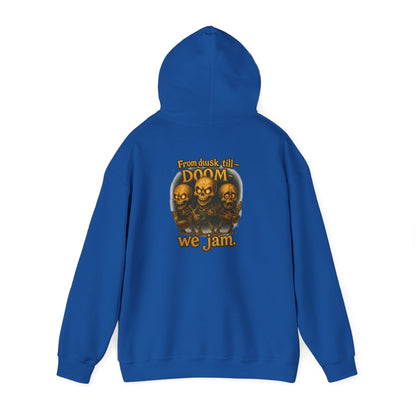 Doom We Jam Hoodie — Retro Skull Metal Band Graphic Sweatshirt