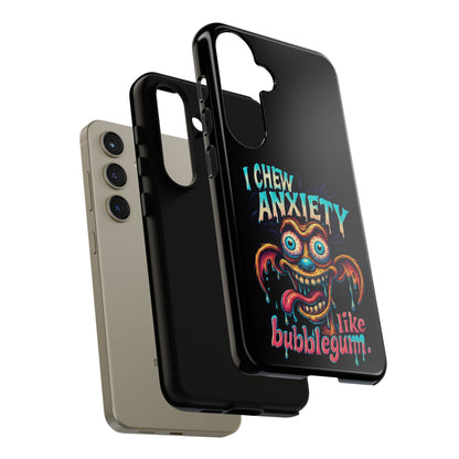 Phone Case — "I Chew Anxiety Like Bubblegum" Retro Monster Design