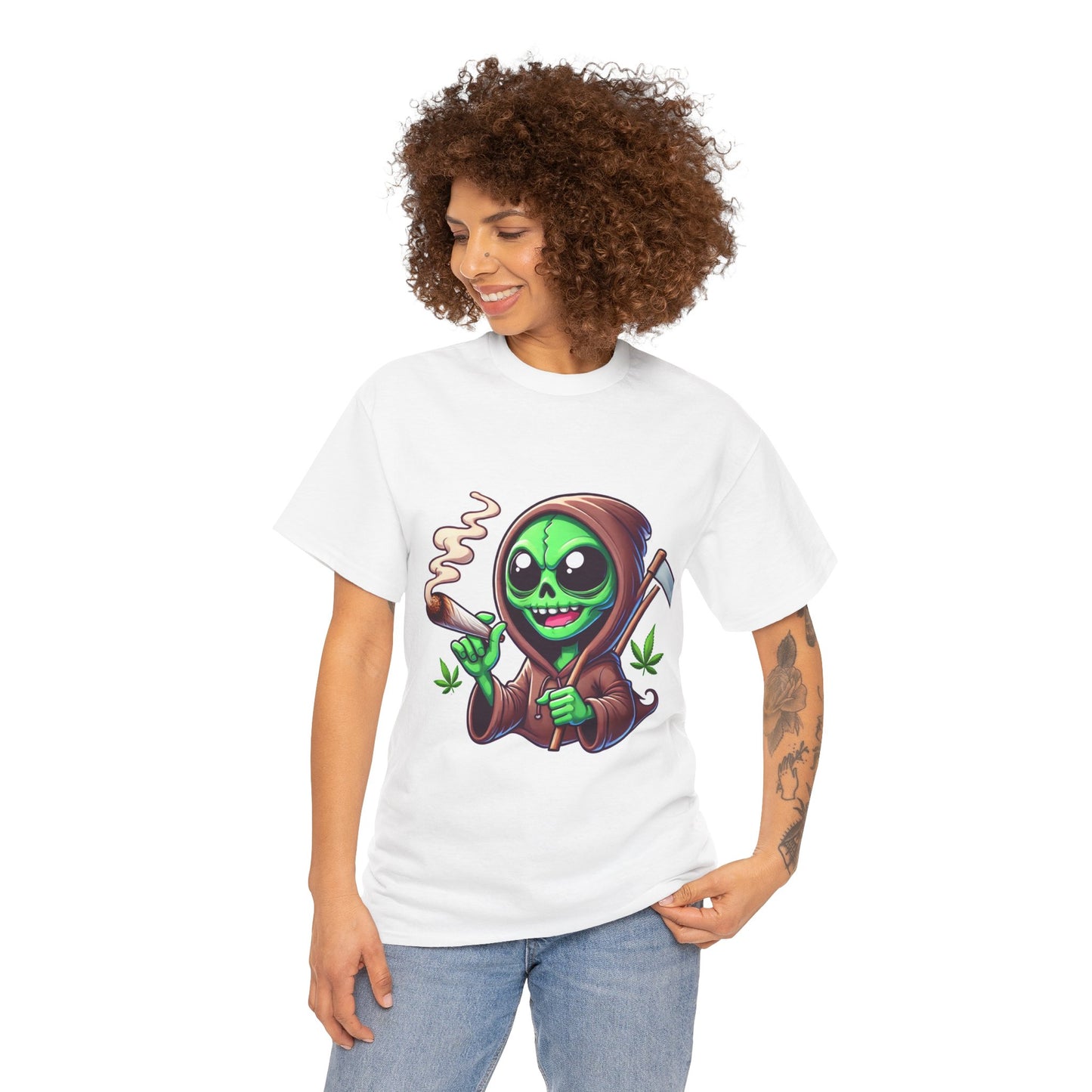 Reaper Smoking Joint T‑Shirt — Cute Grim Reaper Stoner Tee