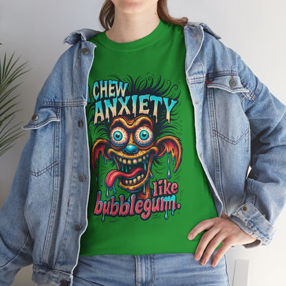 I Chew Anxiety Like Bubblegum T-Shirt | Retro Monster Illustration