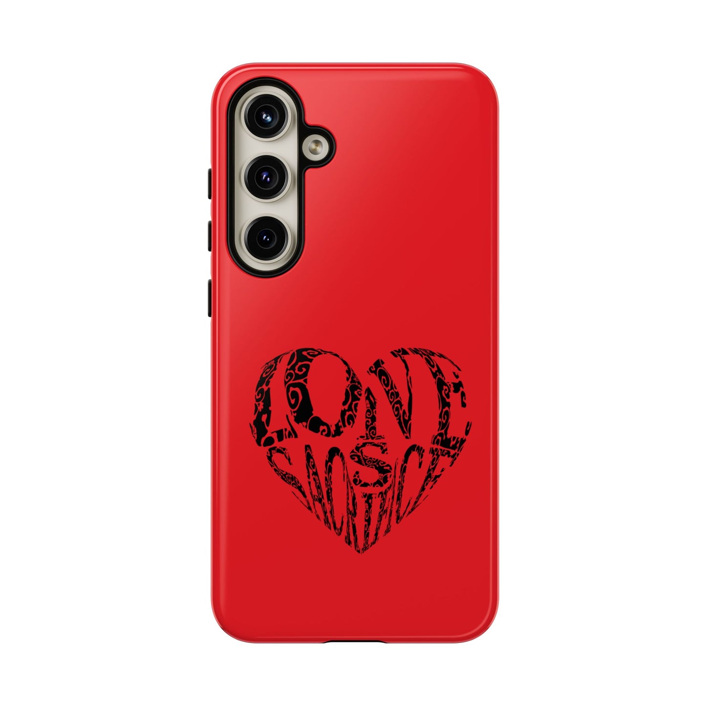 Red 'Love Justice' Heart Phone Case — Protective iPhone Cover, Valentine’s Gift