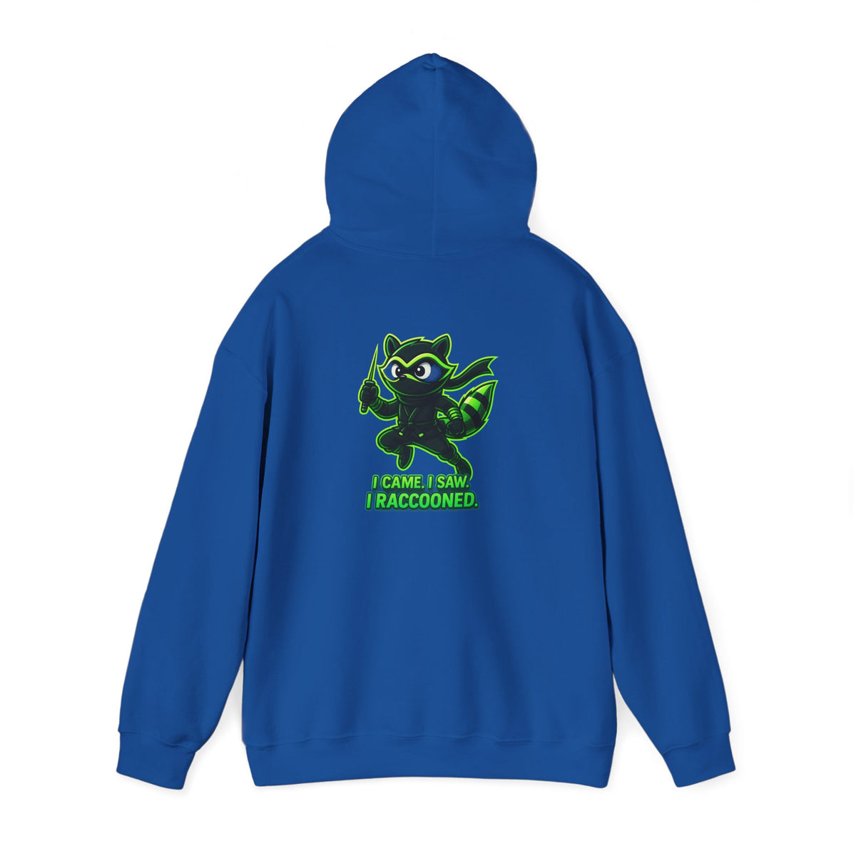 Raccoon Mascot Hoodie – "I Came, I Saw, I Raccooned" Graphic Pullover