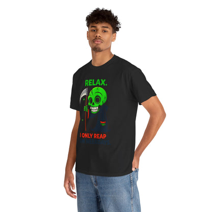 Relax I Only Reap on Weekdays T-Shirt | Grim Reaper Graphic