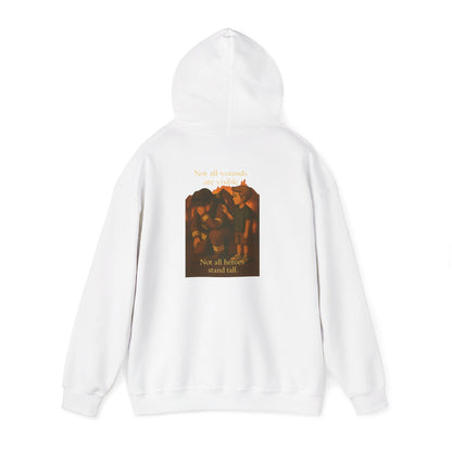 Graphic Hoodie - 'Not All Heroes Stand Tall' Badge & Vintage Group Art Pullover
