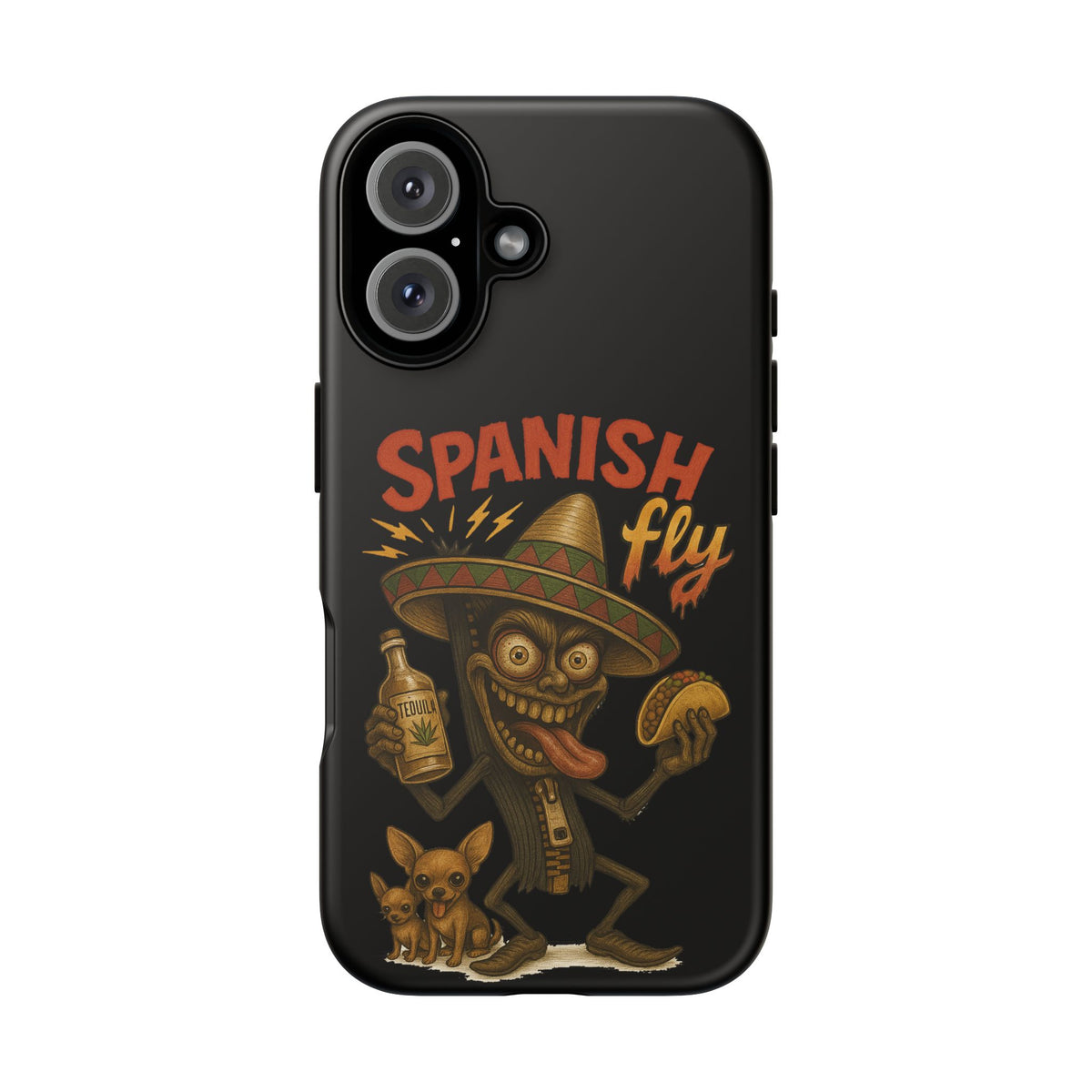 Spanish Fly Tough Phone Case — Retro Skull Sombrero Design