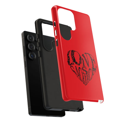Red 'Love Justice' Heart Phone Case — Protective iPhone Cover, Valentine’s Gift