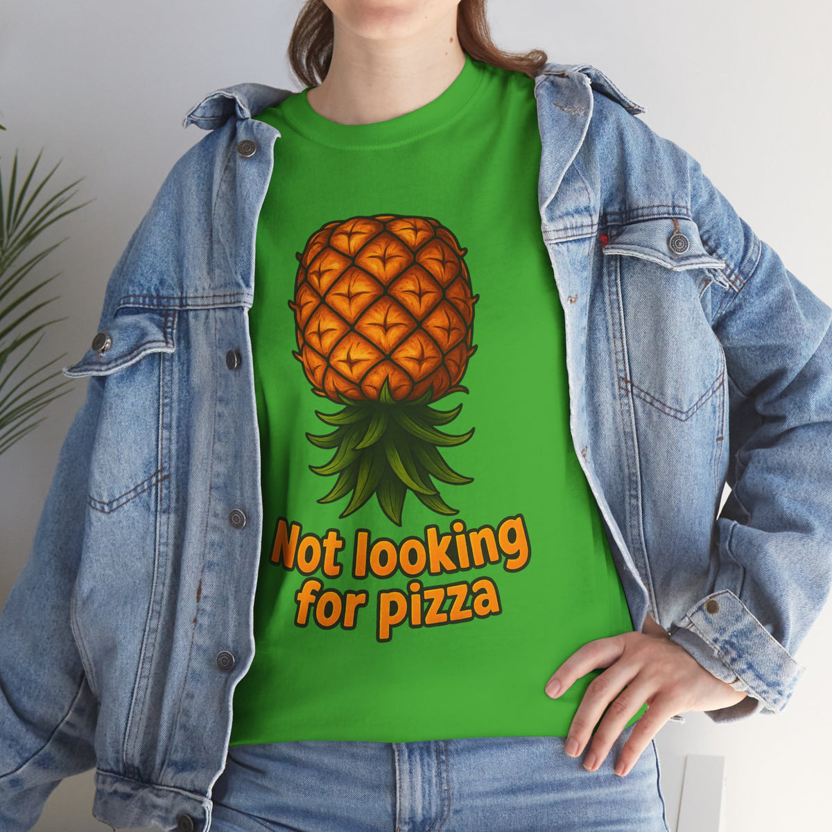 Pineapple Illustration Not Looking for Pizza T-Shirt | Funny Fruit Tee