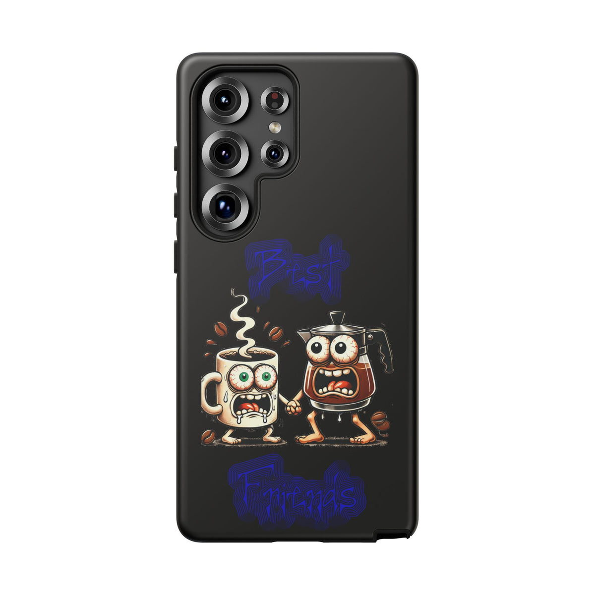 Coffee & Tea Fight Phone Case — Funny Kawaii Beverage Cartoon Tough Cases