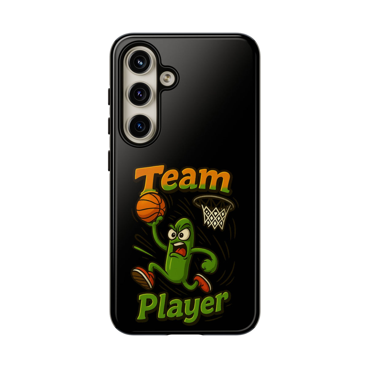 Team Player Basketball Phone Case — Cute Cartoon Pickle Dunk Phone Cover