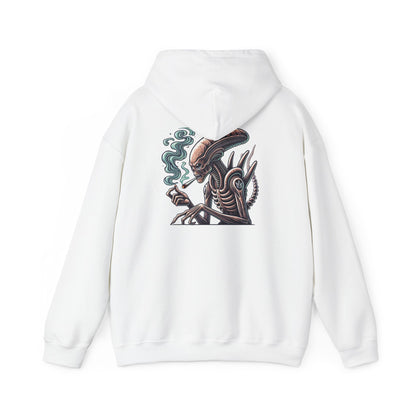 Alien Smoking Graphic Hoodie — Sci‑Fi Xenomorph Streetwear Pullover