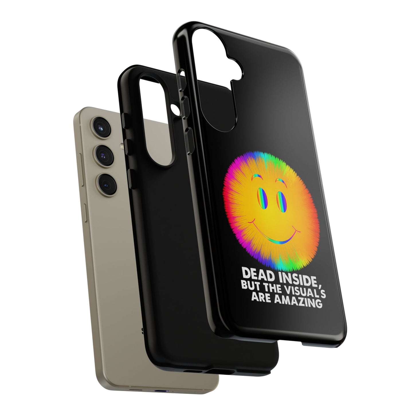 Phone Case — 'Dead Inside, But the Visuals Are Amazing' Rainbow Smiley