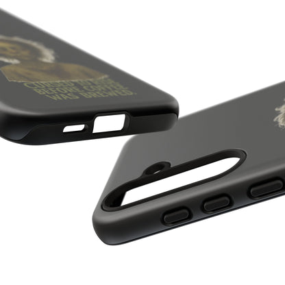 Phone Case — “Cursed to Rise Before Coffee Was Brewed” Goth Horror Design