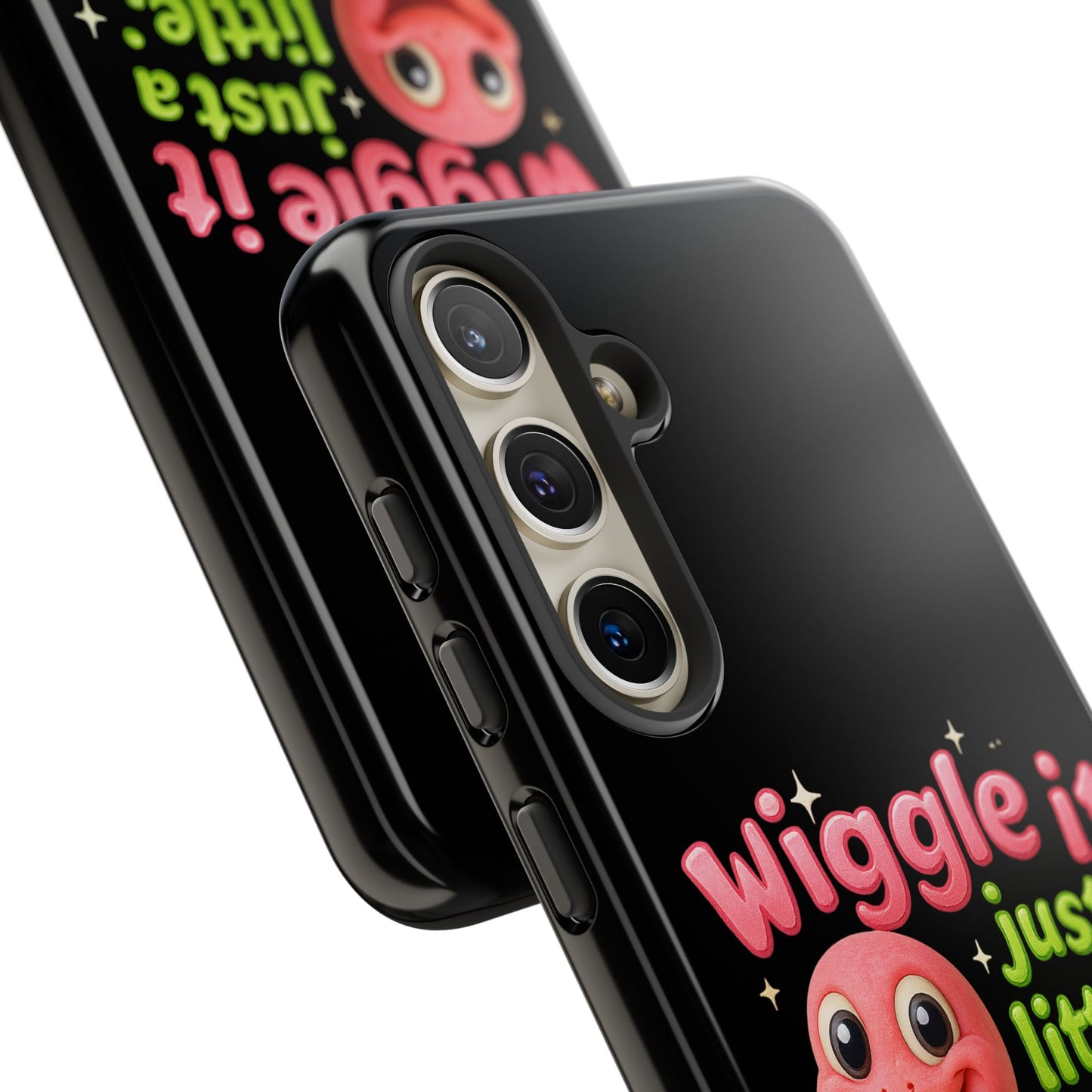 Wiggle It Worm Phone Case — Cute Pink & Green Cartoon iPhone Cover