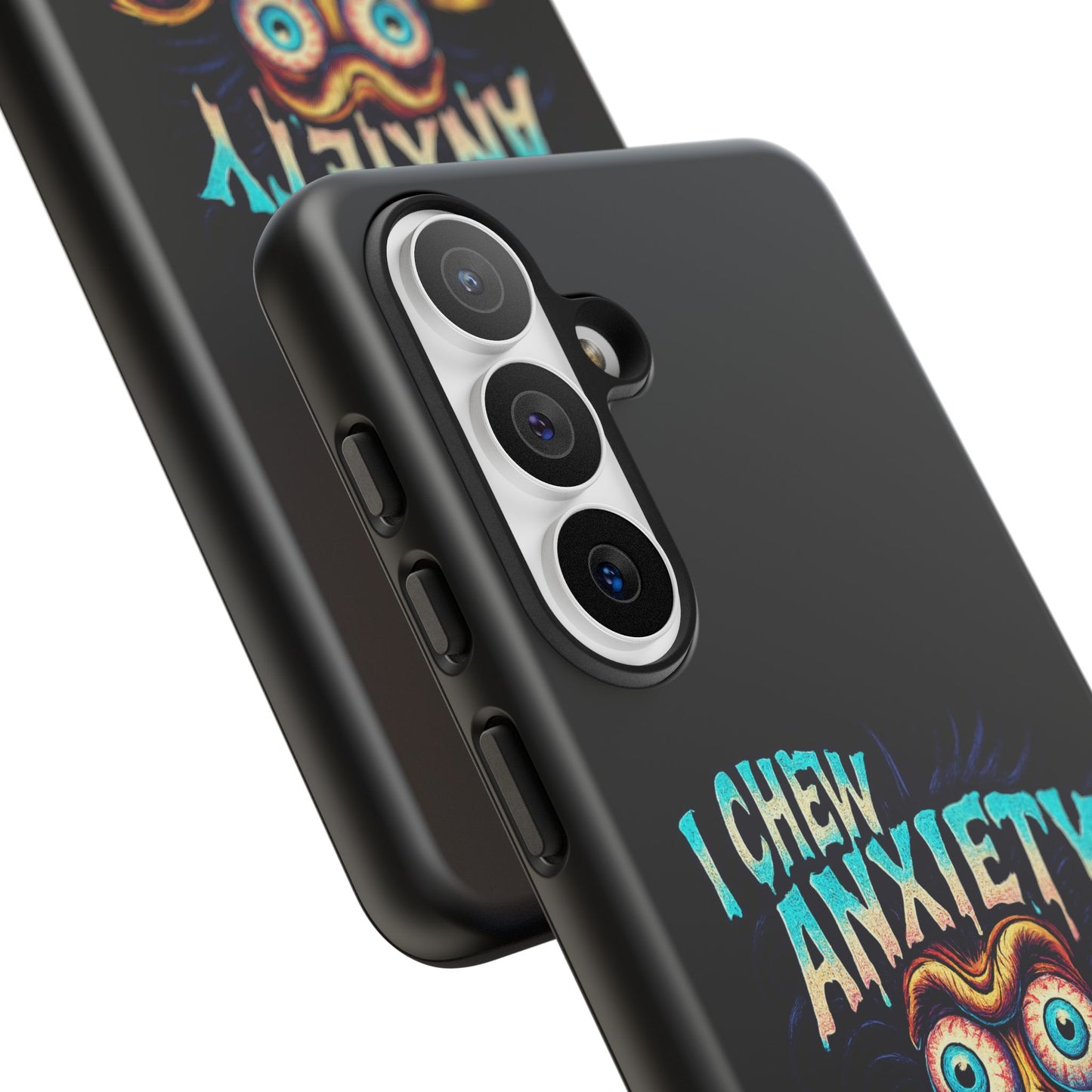 Phone Case — "I Chew Anxiety Like Bubblegum" Retro Monster Design