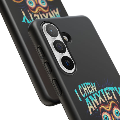 Phone Case — "I Chew Anxiety Like Bubblegum" Retro Monster Design