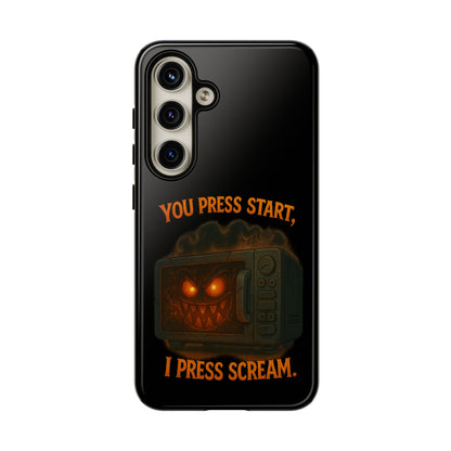 Phone Case — "You Press Start, I Press Scream" Spooky Retro Game Controller Design