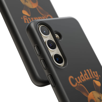 Phone Case — "Cuddly. Cracked. Kinda Dangerous." Cute Creepy Bunny Protective Case