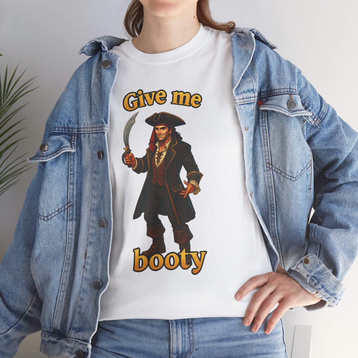 Pirate with Cutlass Give Me Booty T-Shirt