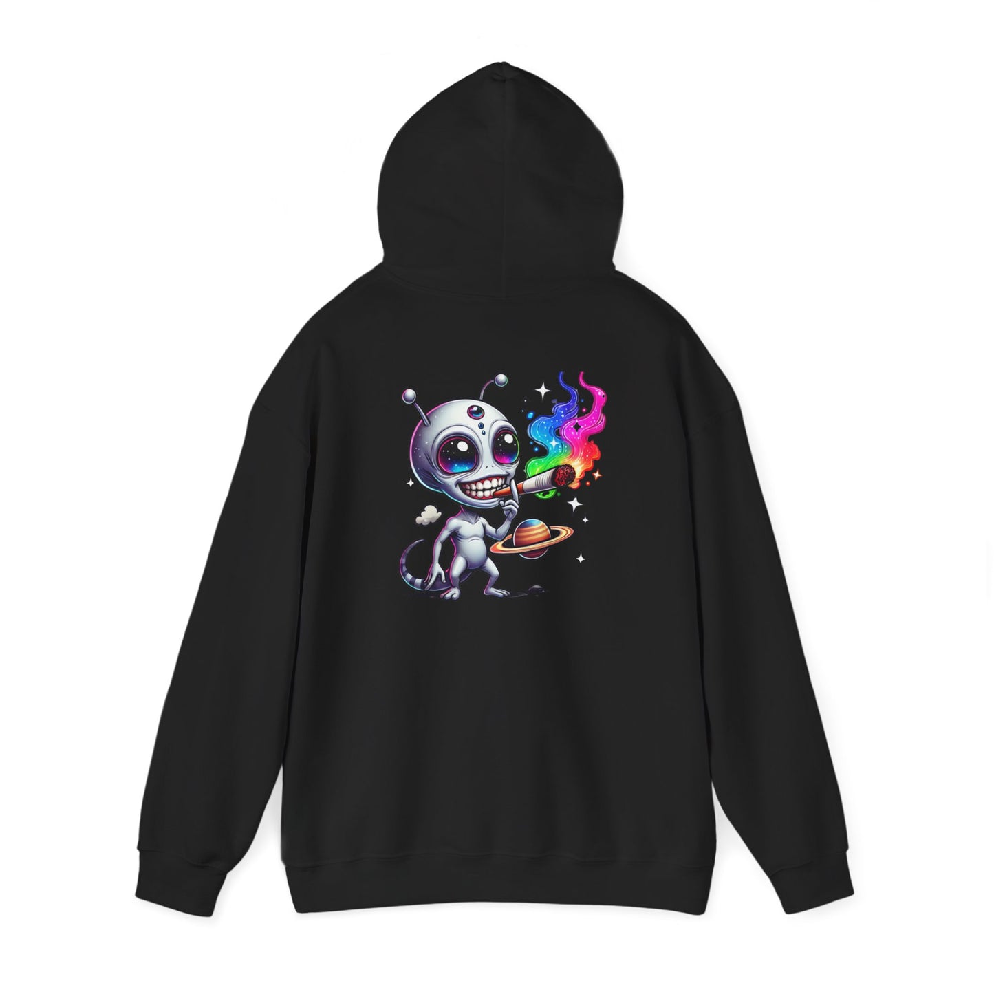 Alien Chef Hoodie — Cute Cartoon Alien Cooking with Rainbow Flame Hooded Sweatshirt