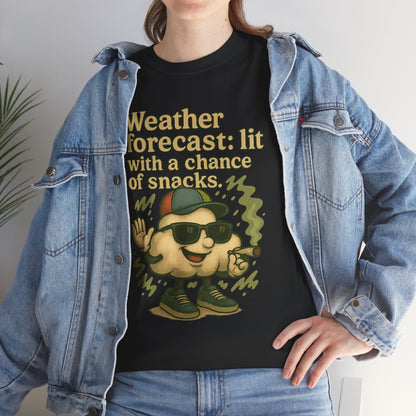 Weather Forecast: Lit With a Chance of Snacks – Chill Cloud T-Shirt