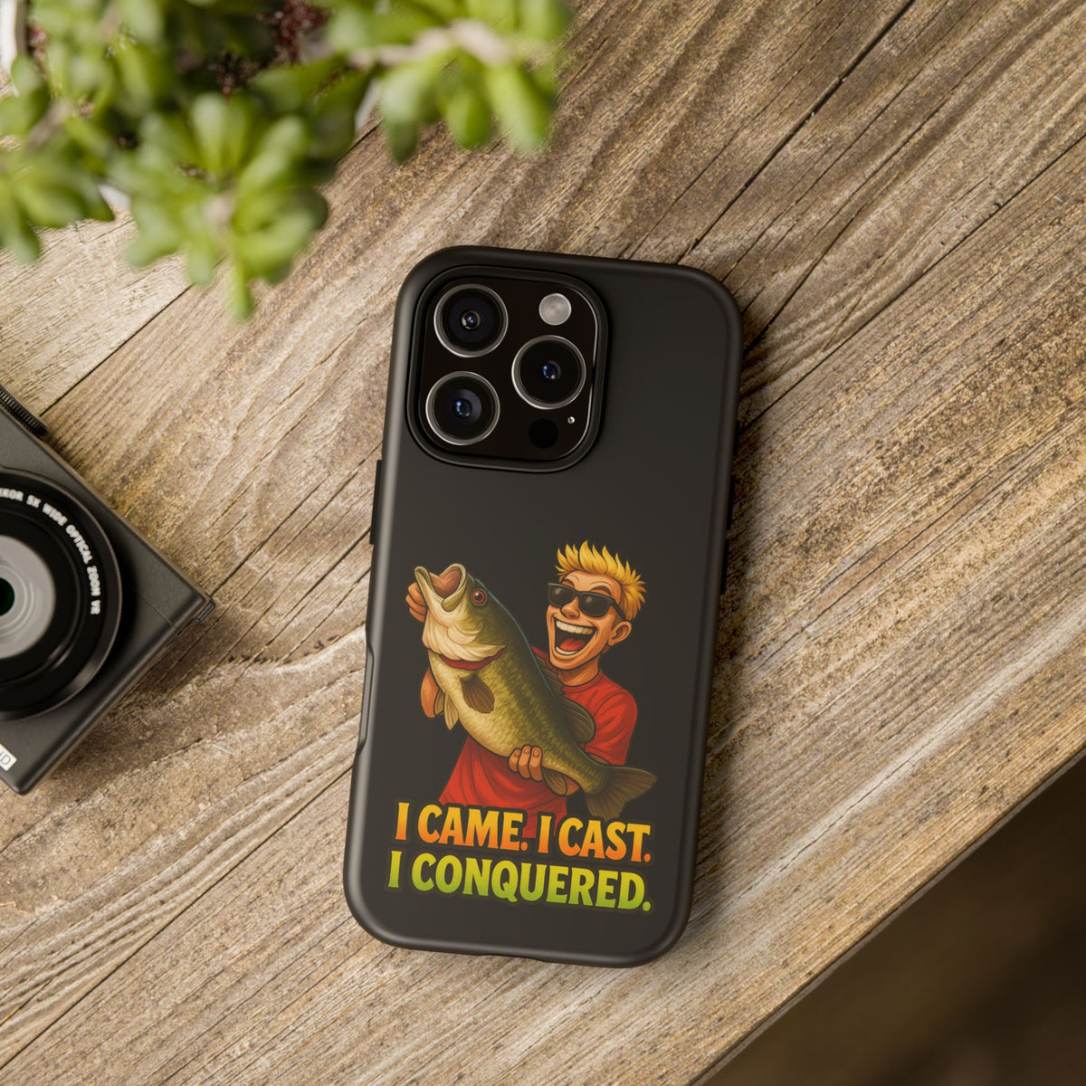 Fishing Phone Case — "I Came. I Cast. I Conquered." Graphic Bass Design