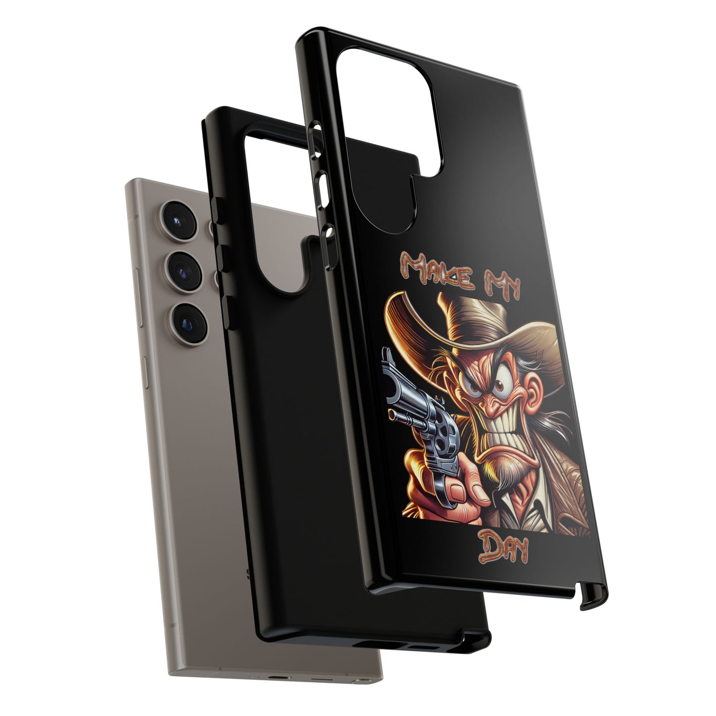 Phone Case - 'Make My Day' Cowboy Revolver Graphic Protective Case