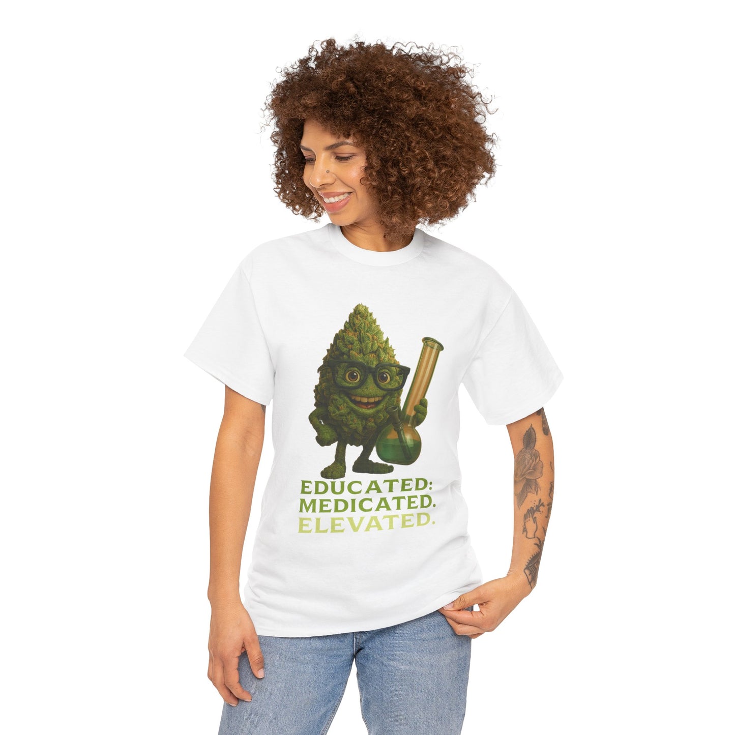 Educated. Medicated. Elevated. – Nerd Nug with Bong Tee