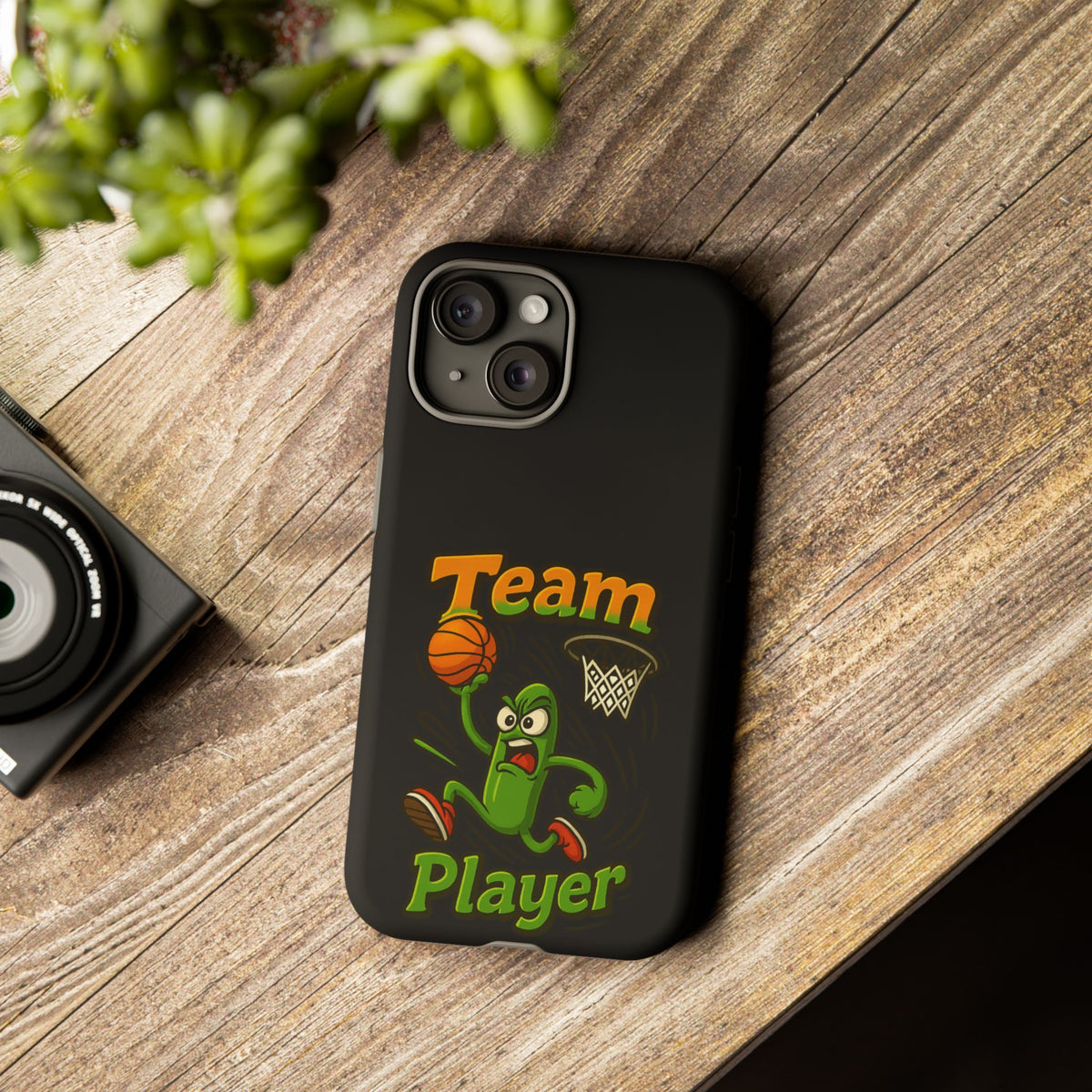 Team Player Basketball Phone Case — Cute Cartoon Pickle Dunk Phone Cover