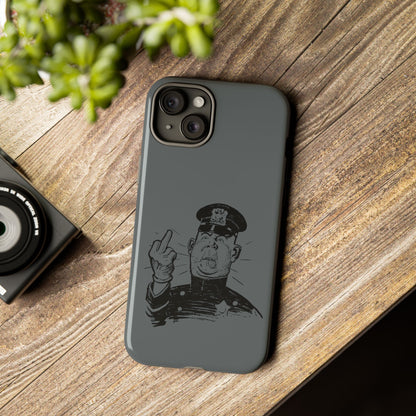 Vintage Cop Middle Finger Phone Case — Edgy Retro iPhone Protective Cover