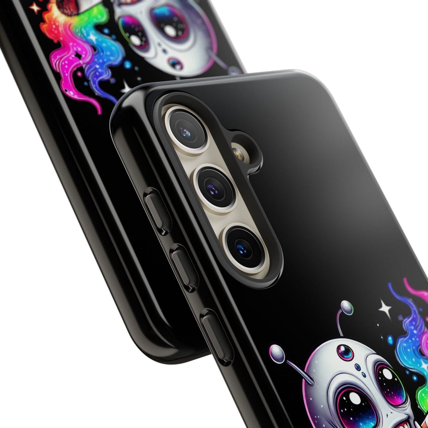Alien Smoking Rainbow Galaxy Phone Case — Cute Cosmic Art Tough Case