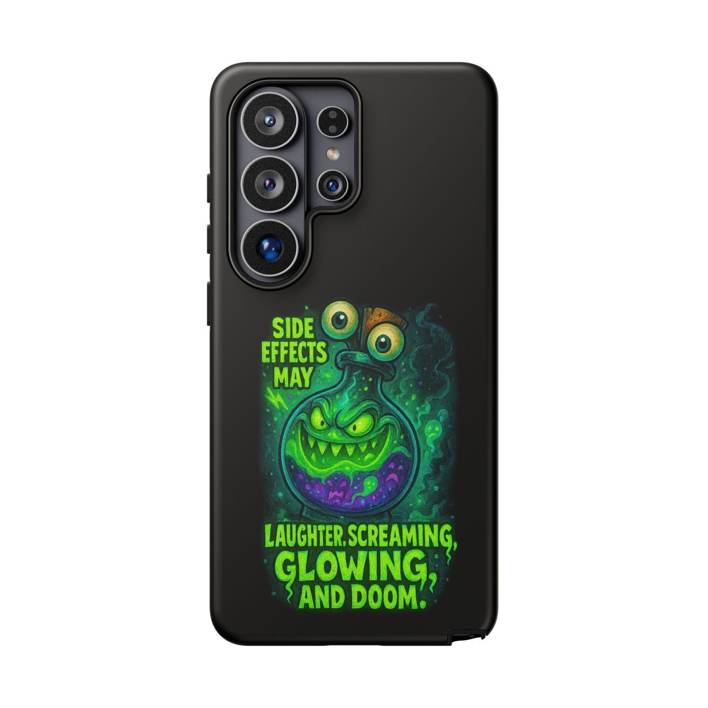Phone Case — 'Side Effects May Include Laughter, Screaming, Glowing, and Doom' Neon Monster