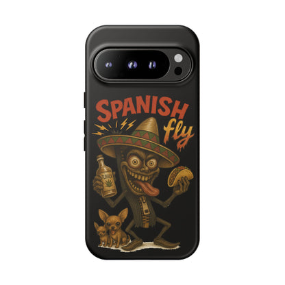 Spanish Fly Tough Phone Case — Retro Skull Sombrero Design