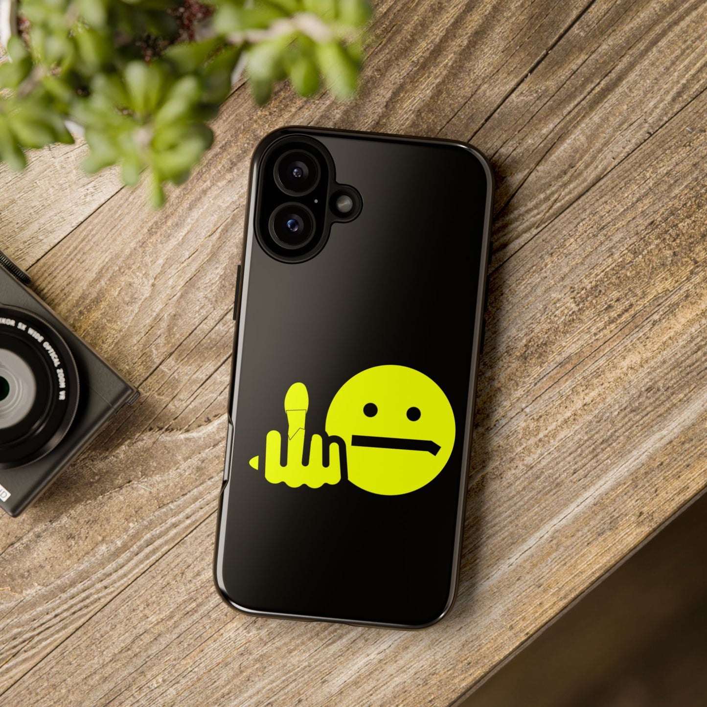 Phone Case — Neon Middle Finger Emoji Graphic