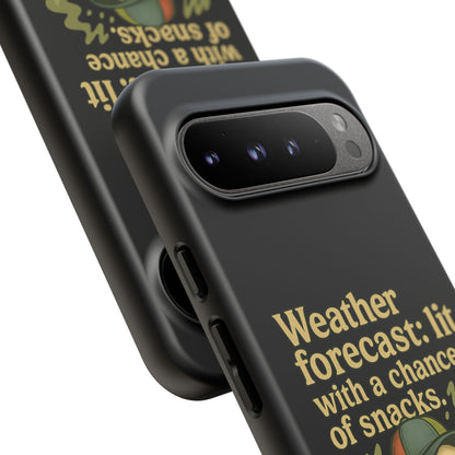 Phone Case — "Weather Forecast: Lit with a Chance of Snacks" Retro Graphic