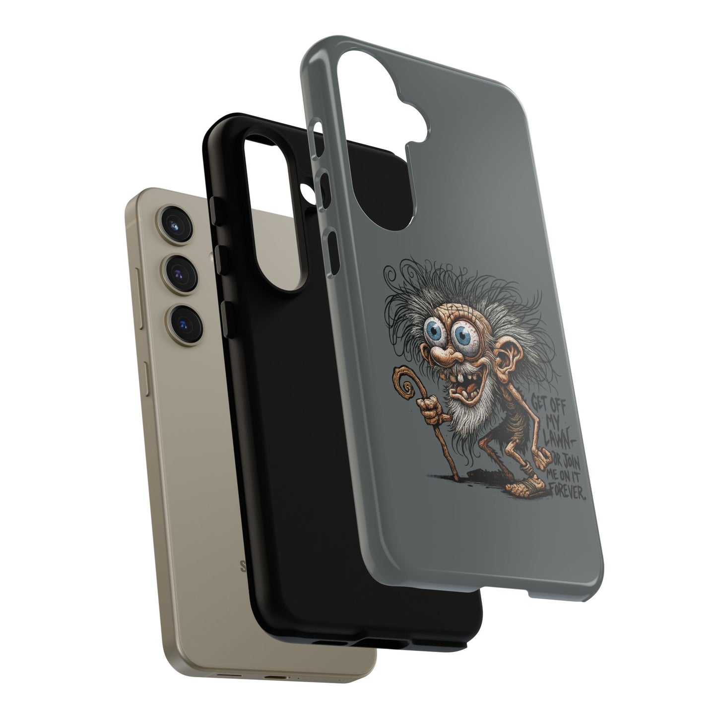 Phone Case — Funny Grumpy Troll Design: “Get Off My Lawn” Protective Cover