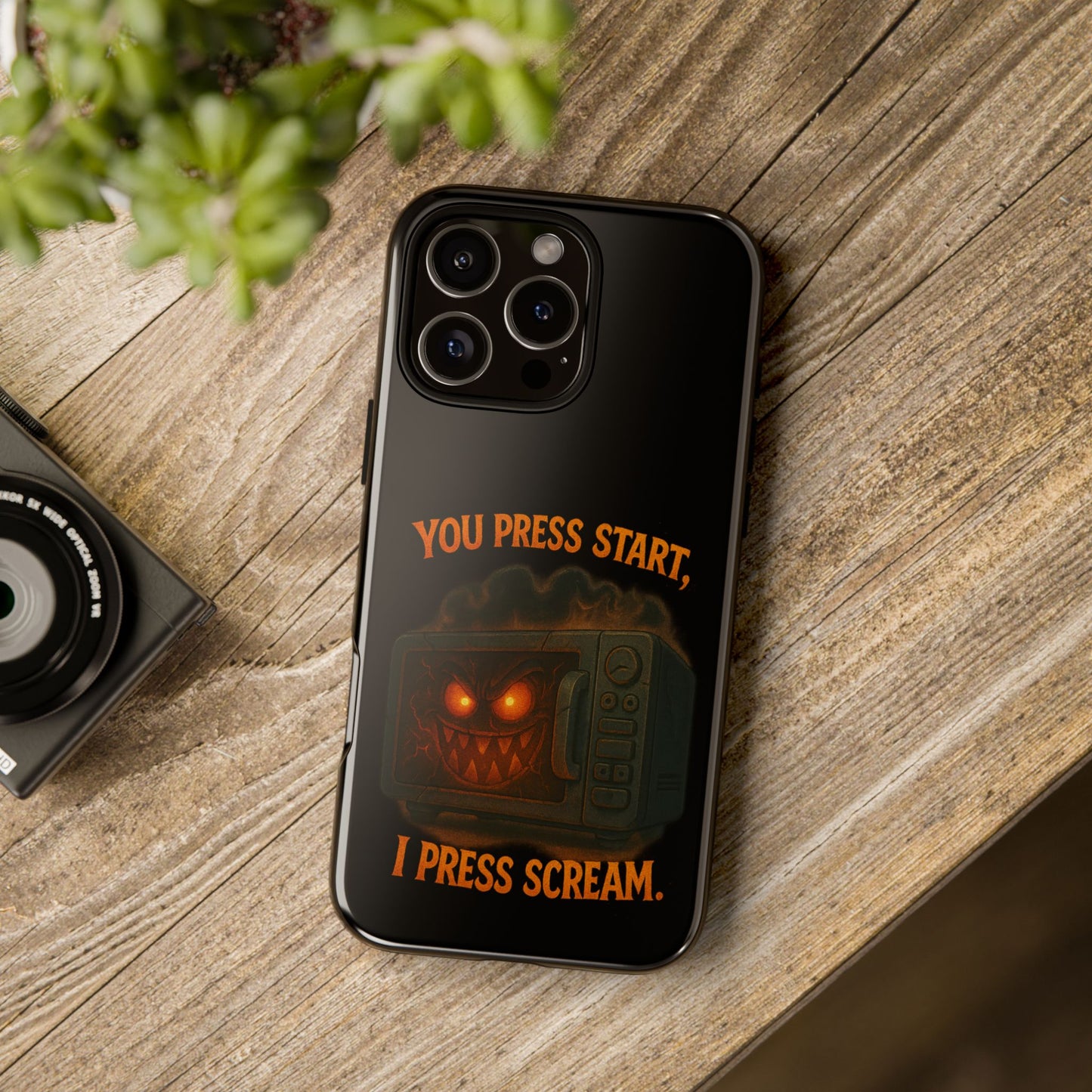 Phone Case — "You Press Start, I Press Scream" Spooky Retro Game Controller Design