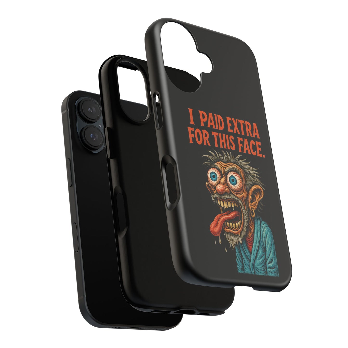Funny ‘I Paid Extra For This Face’ Phone Case — Retro Horror Cartoon Design