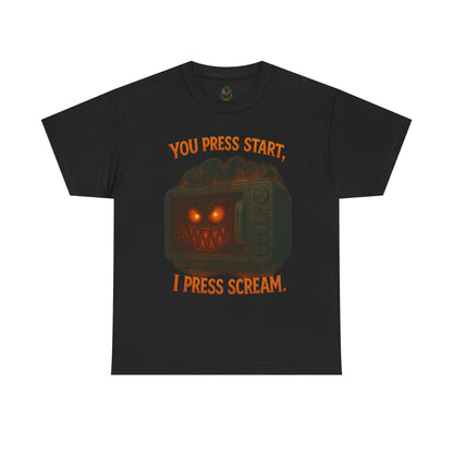 You Press Start I Press Scream tee | Retro Horror Game Controller
