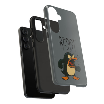 Resist Angry Penguin Phone Case — Protective iPhone Case with Bold Cartoon Design