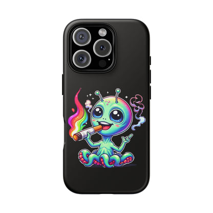 Alien Smoking Rainbow Joint Phone Case — Cute Psychedelic Cannabis iPhone Cover