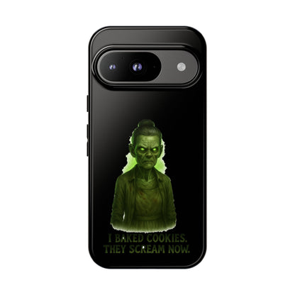 Spooky Green Ghost Phone Case — "I Baked Cookies, They Scream Now" Horror iPhone Cover