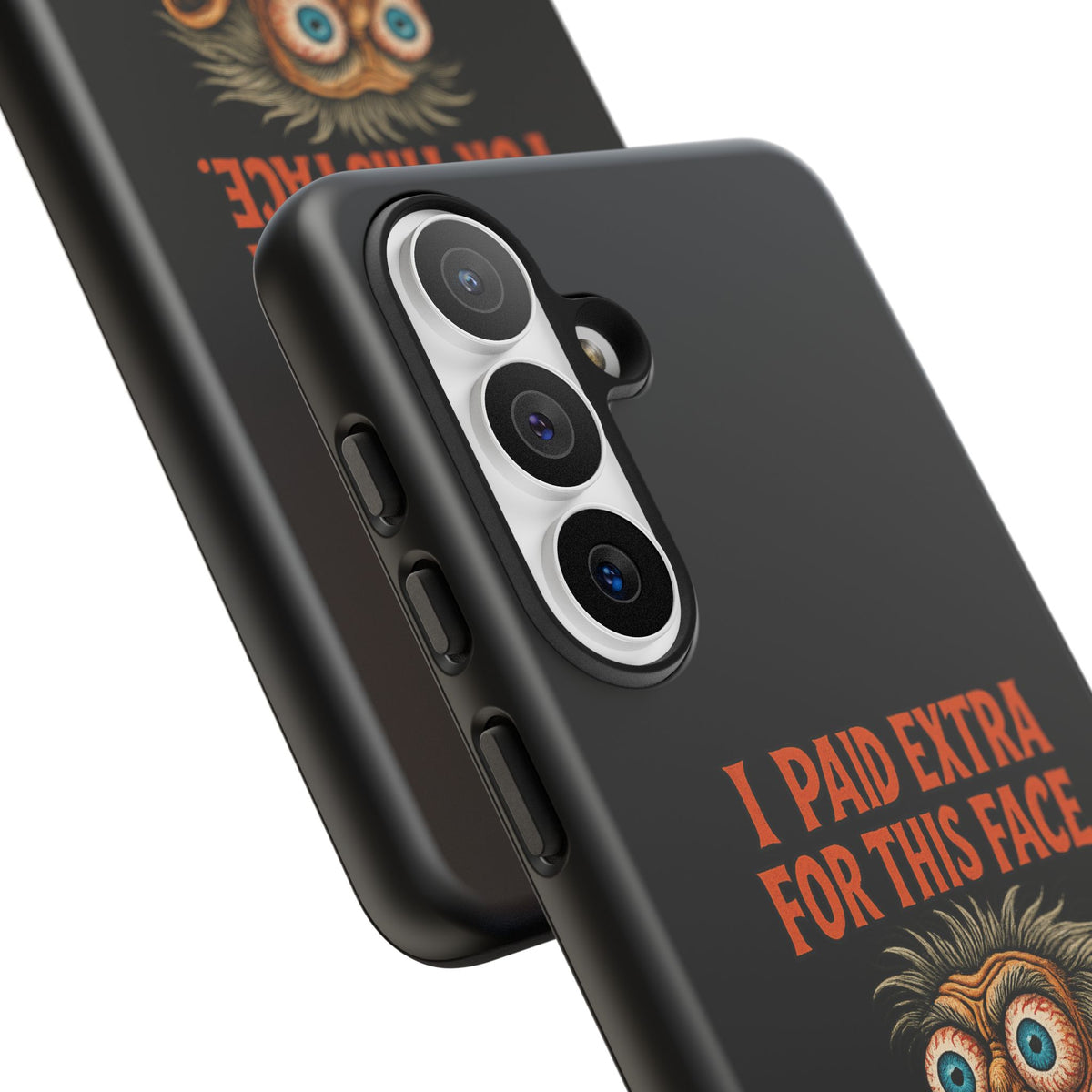 Funny ‘I Paid Extra For This Face’ Phone Case — Retro Horror Cartoon Design