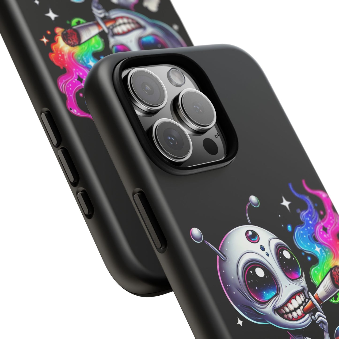 Alien Smoking Rainbow Galaxy Phone Case — Cute Cosmic Art Tough Case