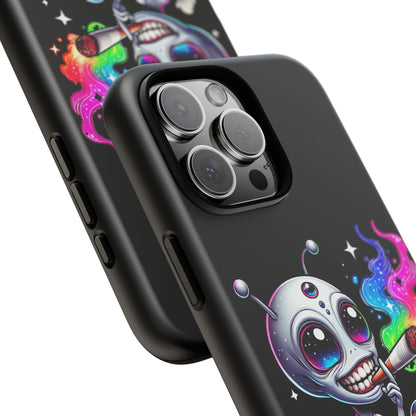 Alien Smoking Rainbow Galaxy Phone Case — Cute Cosmic Art Tough Case