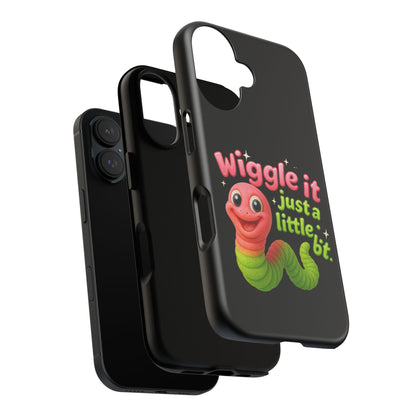 Wiggle It Worm Phone Case — Cute Pink & Green Cartoon iPhone Cover